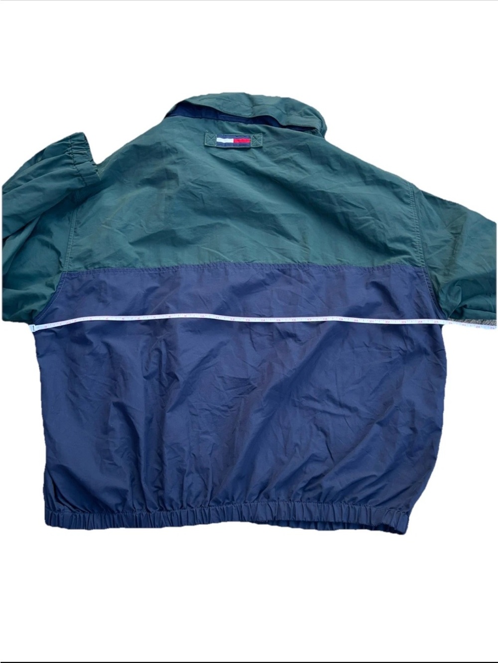 Tommy Hilfiger Vintage 90s Colorblock Windbreaker Jacket Green Navy XL Spellout - Picture 8 of 14